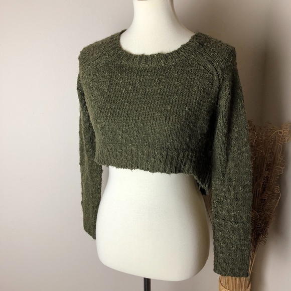 Millau Sweaters - Millau Crop Sweater Green Size Small